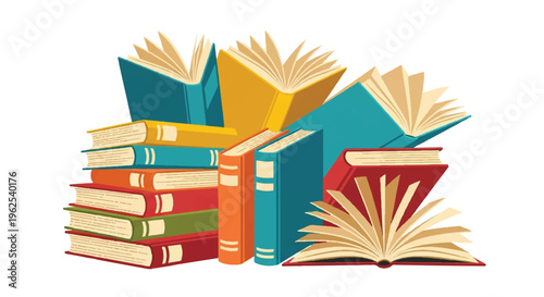 Stacked books vector illustration for education and reading