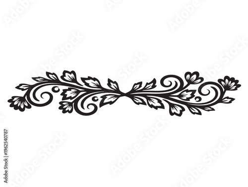 Graceful floral swirl dividing line silhouette for elegant section separators