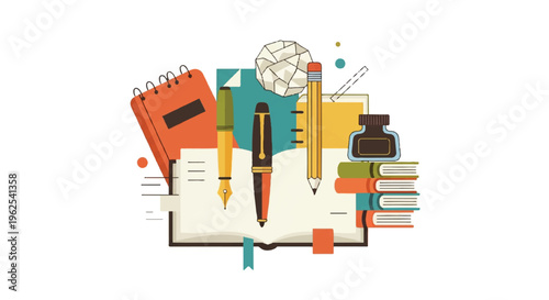 Stationery elements composition for education and office supplies