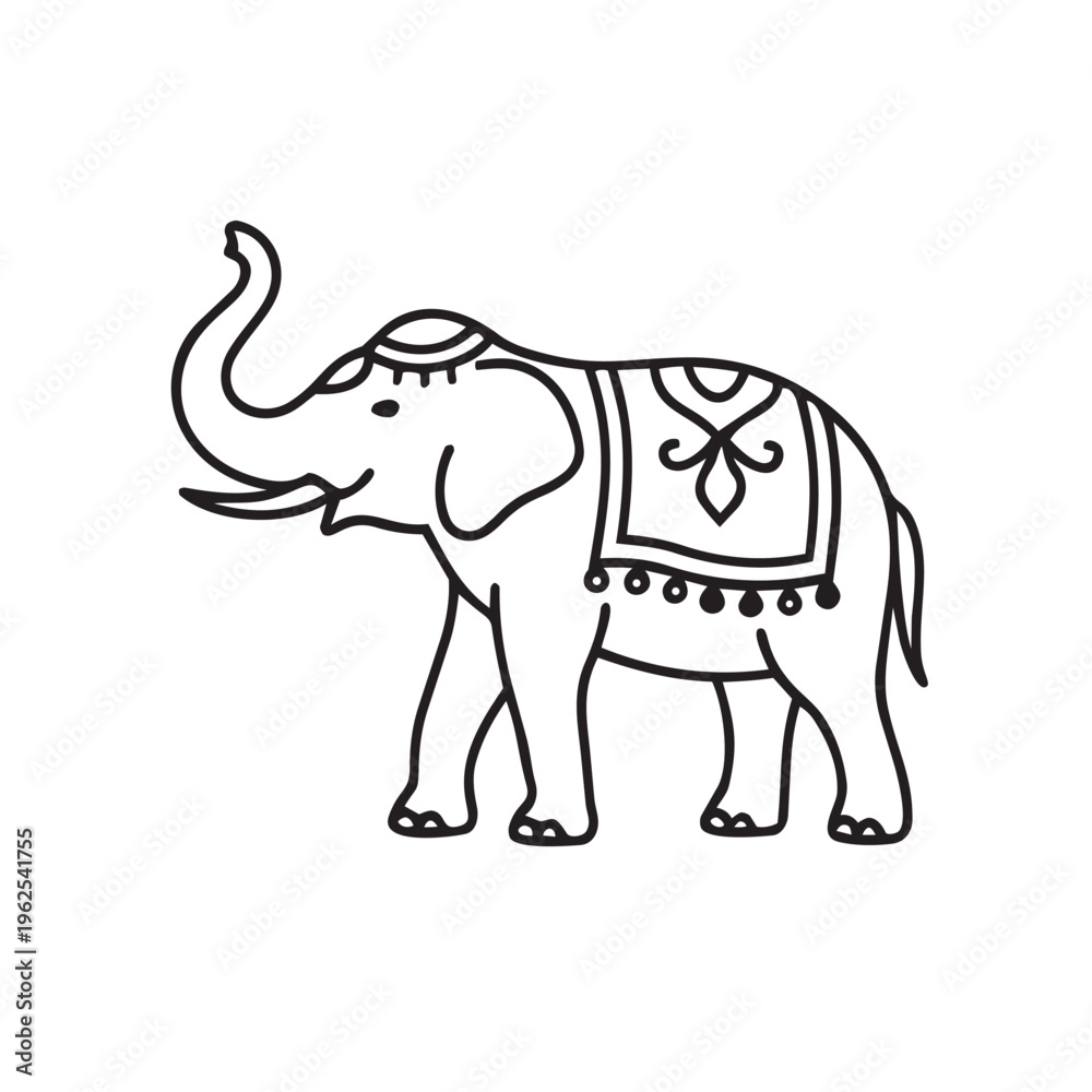 Obraz premium Elephant Shape Decorative Line Art Illustration