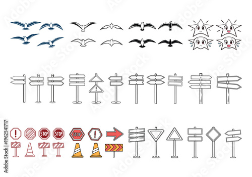 Black and red geometric shapes and symbols collection