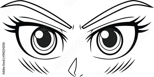 Manga style anime eyes with intense expression face cartoon
