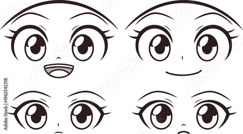 Manga style cartoon eyes with various expressions facial expressions anime