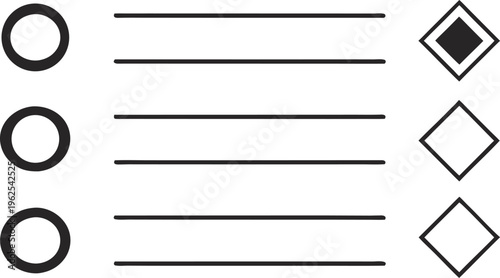 Black and white bullet points and lines on white background checklist list