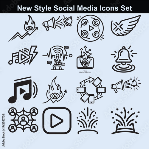 Social media icons for viral content creation and online engagement