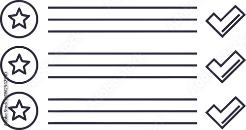 Black and white bullet points with stars and checks check marks checklist to-do list