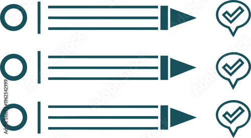 Dark green bullet point list with checked bullet points checkmarks checked verified