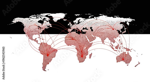 Global connections and travel routes map.