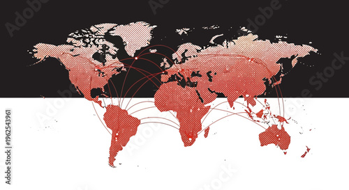 Global connections and world map illustration.