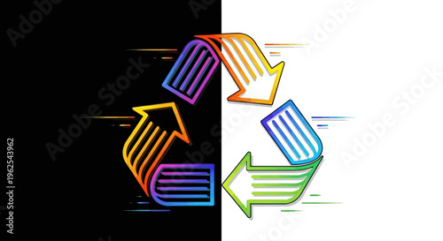 A colorful recycling symbol with arrows.