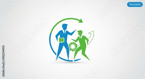 Business Collaboration and Teamwork Concept with Circular Arrow and Gear.