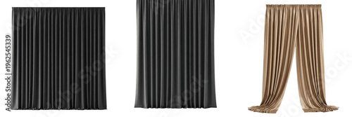 Canvastavla Dark Charcoal Curtains PNG - Modern Blackout Fabric for Home Theater