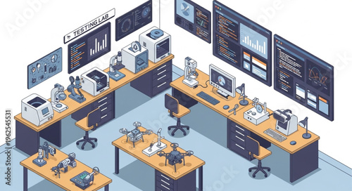 Isometric View of a Modern Scientific Research Laboratory.