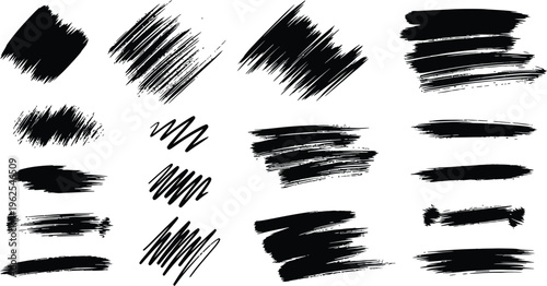 Black hand drawn arrows speech bubbles and brush strokes
