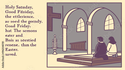 An illustration depicts the solemnity of holy saturday showcasing a grieving jesus within a tomb symbolizing reflection and awaiting resurrection high-quality professional detailed modern elegant