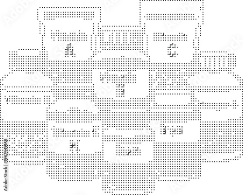 ASCII art pixelated bitmap dither halftone text pattern retro digital graphic