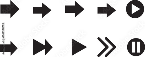 Collection of black and white media control icons