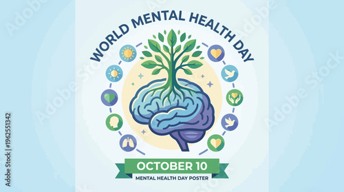 World Mental Health Day awareness poster.