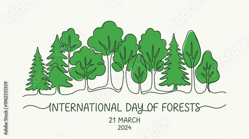 International Day of Forests illustration with trees.