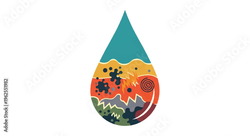 Colorful industrial smoke stacks pollution environmental concept illustration