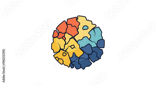 Abstract geometric sphere composition with colorful segmented design