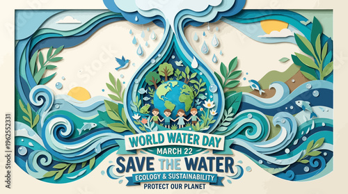World Water Day save water illustration.