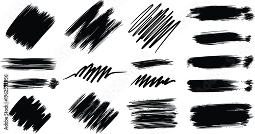 Black hand drawn arrows speech bubbles stars lightbulb and brush strokes