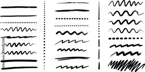 Collection of hand drawn black and lines arrow symbol