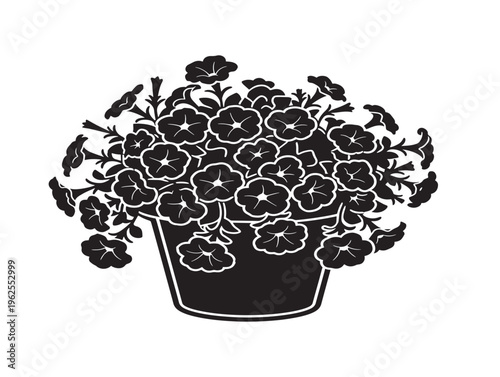 Stunning petunia pot silhouette vector for gorgeous garden and floral decor projects