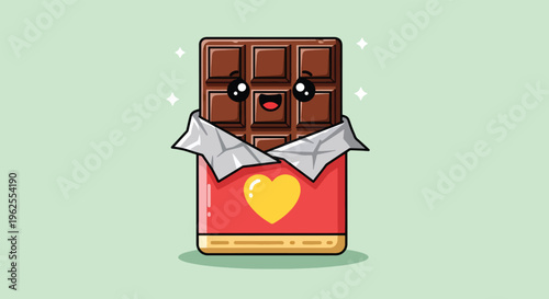 Cute Chocolate Bar Character with Heart Design.
