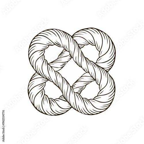 Intertwined Rope Forms Infinity Symbol Knot Shape Outline Art