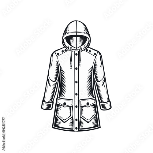 Hooded raincoat illustration sketch graphic outerwear for protection from weather
