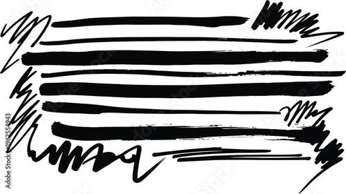 Hand drawn black arrows speech bubbles lightbulb stars and lines