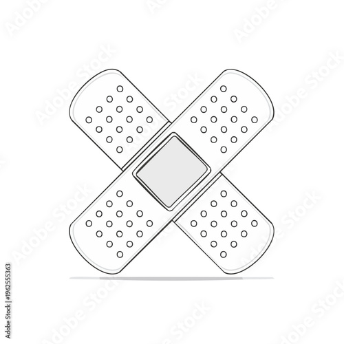 Crossed adhesive bandages with perforated edges and central absorbent pad