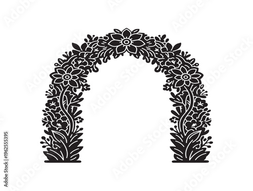 Stunning floral arch silhouette for bridal and garden party illustrations