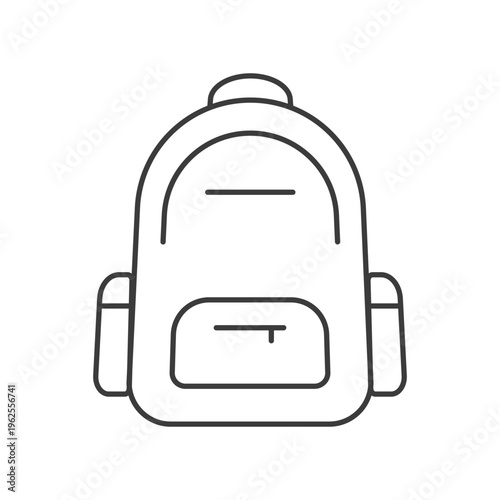 Backpack icon, line art. School supply symbol. Vector isolated illustration