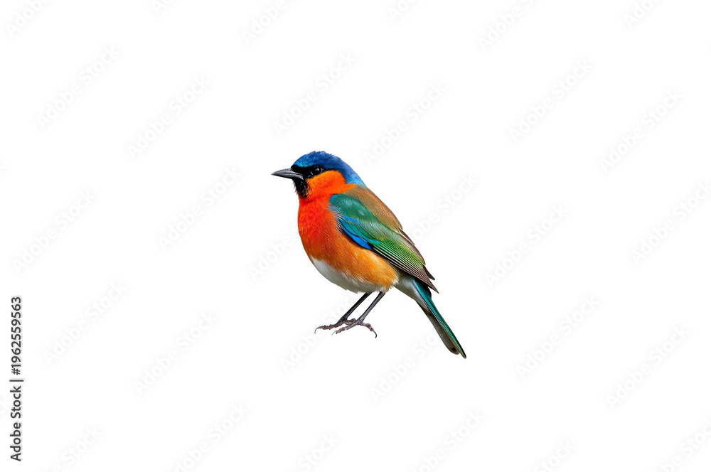 Fototapeta premium Vibrant small bird standing with colorful plumage