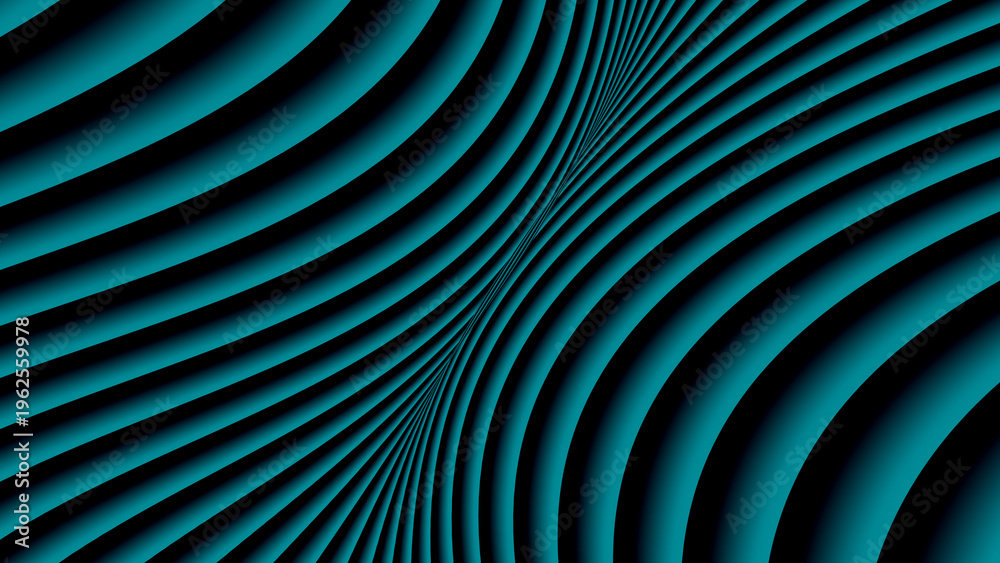 Obraz premium Abstract teal curved stripe tunnel with smooth depth illusion and futuristic style
