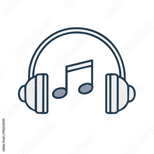 Headphones with musical notes audio listening symbol representing sound and entertainment