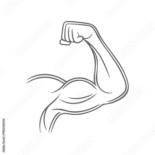 Stylized muscular arm flexing bicep and forearm in a clean line art illustration