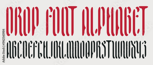 Vector simple Gothic font with rounded corners. Full Latin alphabet with small letters. Imitates letters written with paint through a stencil