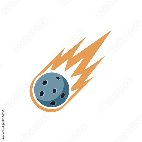 Stylized Meteor Falling Through Space With Orange Tail And Cratered Surface