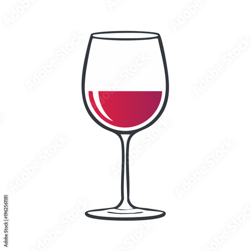 Elegant Wine Glass Filled with Rich Red Wine Illustration Simple Minimalist Design