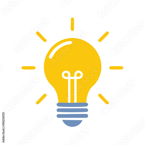 Bright Yellow Light Bulb Icon Illustrating Innovation and Idea Generation