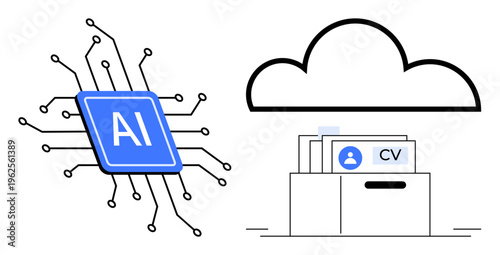 AI and cloud storage . AI chip artificial intelligence analysis while cloud s remote resume storage. AI improves recruitment efficiency. For HR, tech apps, cloud solutions, digital automation