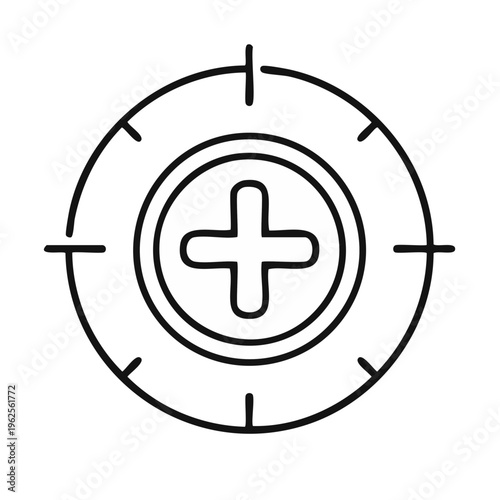 Target crosshair with plus symbol in center simple outline icon
