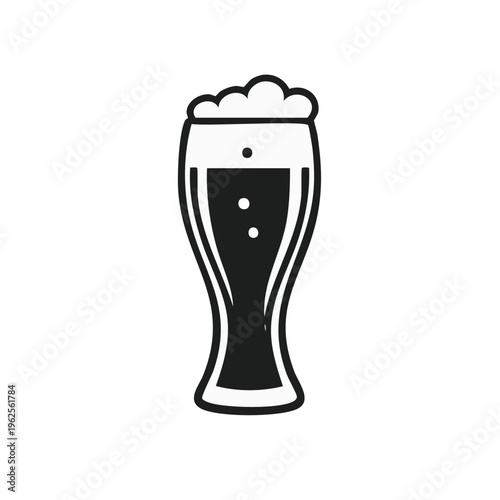 Iconic Tall Pilsner Glass Filled With Amber Beer and Frothy Head