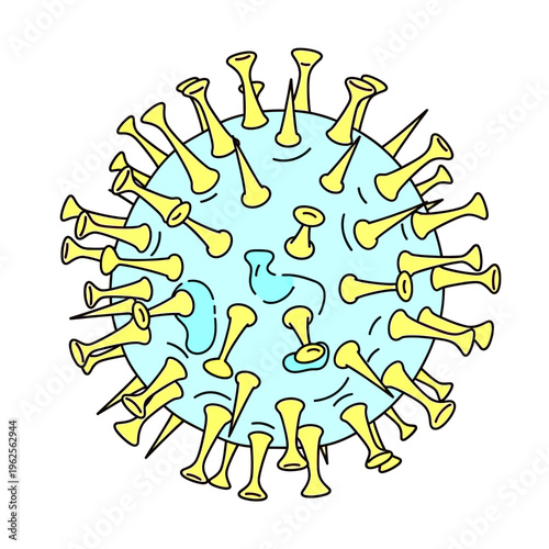 Microscopic virus illustration, pathogen or germ, causing infection and disease, health crisis concept, medical biology research.