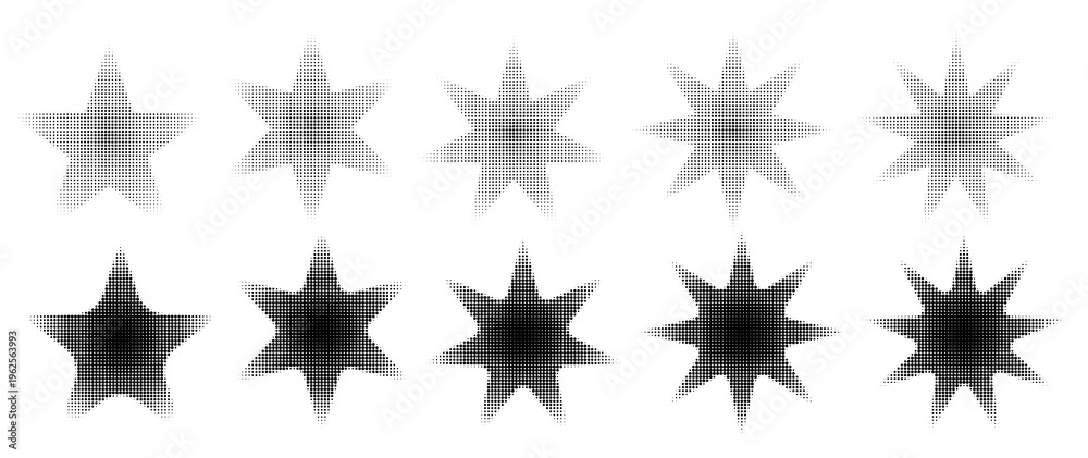 Obraz premium Halftone dot sparkle, stipple y2k star