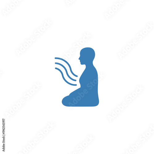 A blue silhouette of a person meditating.